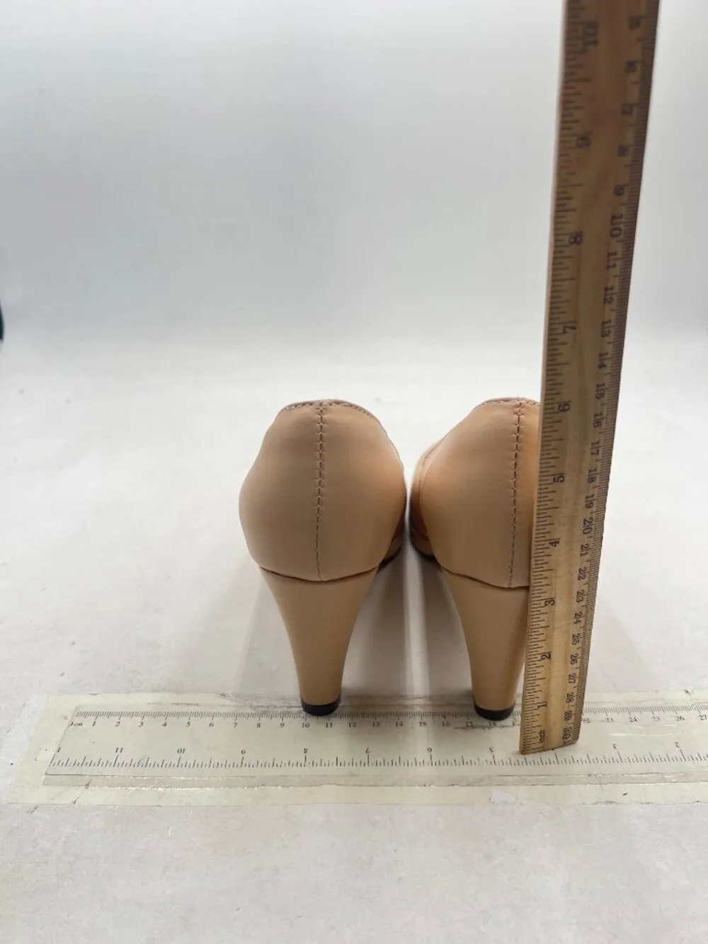 miss left Apricot Low Platform Chunky High Heel Slip On Closed Round Toe Pump